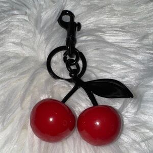 Red Cherry & Black Stem Keychain NWT